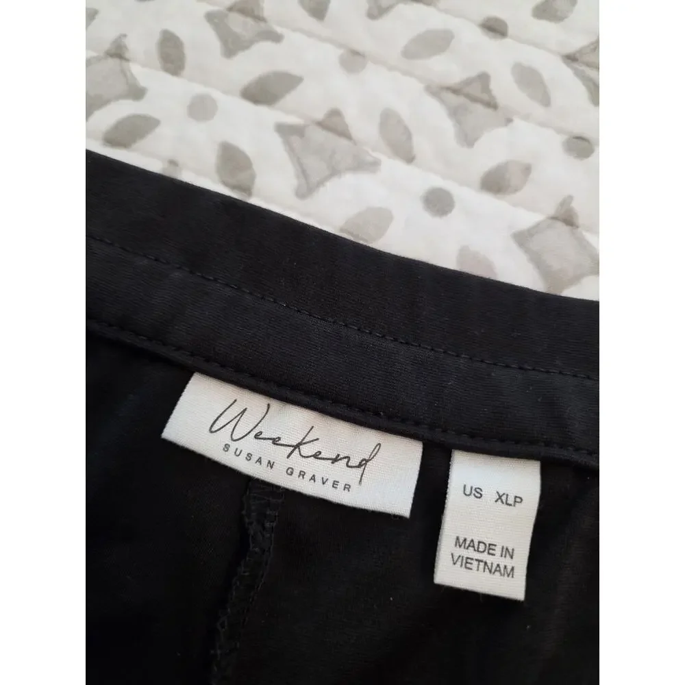 Susan Graver Size Petite XL Black Cotton Ponte Straight Leg Pant A708898 NWOT